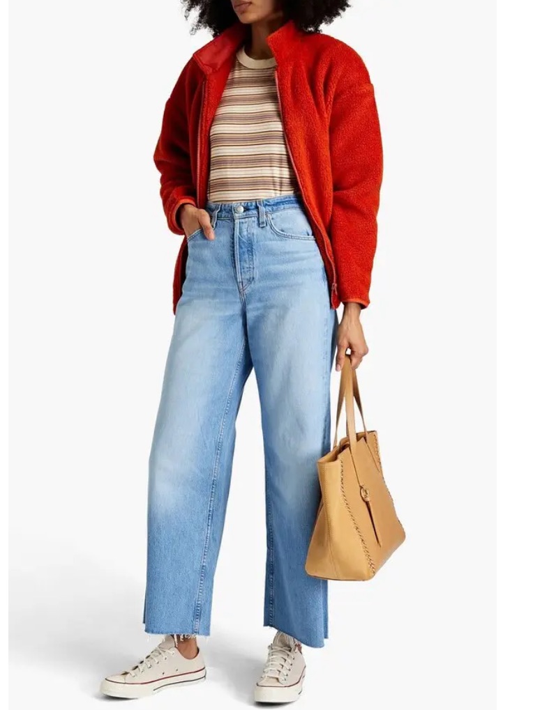 Rag & Bone Maya Faded High Rise Wide Leg Jeans Denim